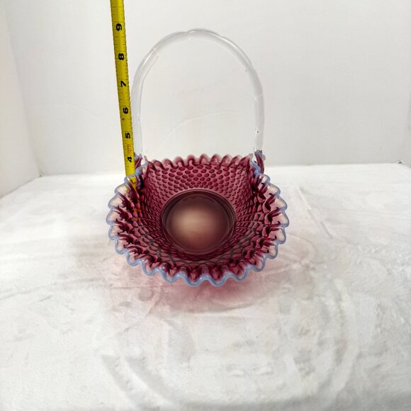 Fenton Plum Opalescent Hobnail Large 12.5" Oval Basket - Picture 13 of 16